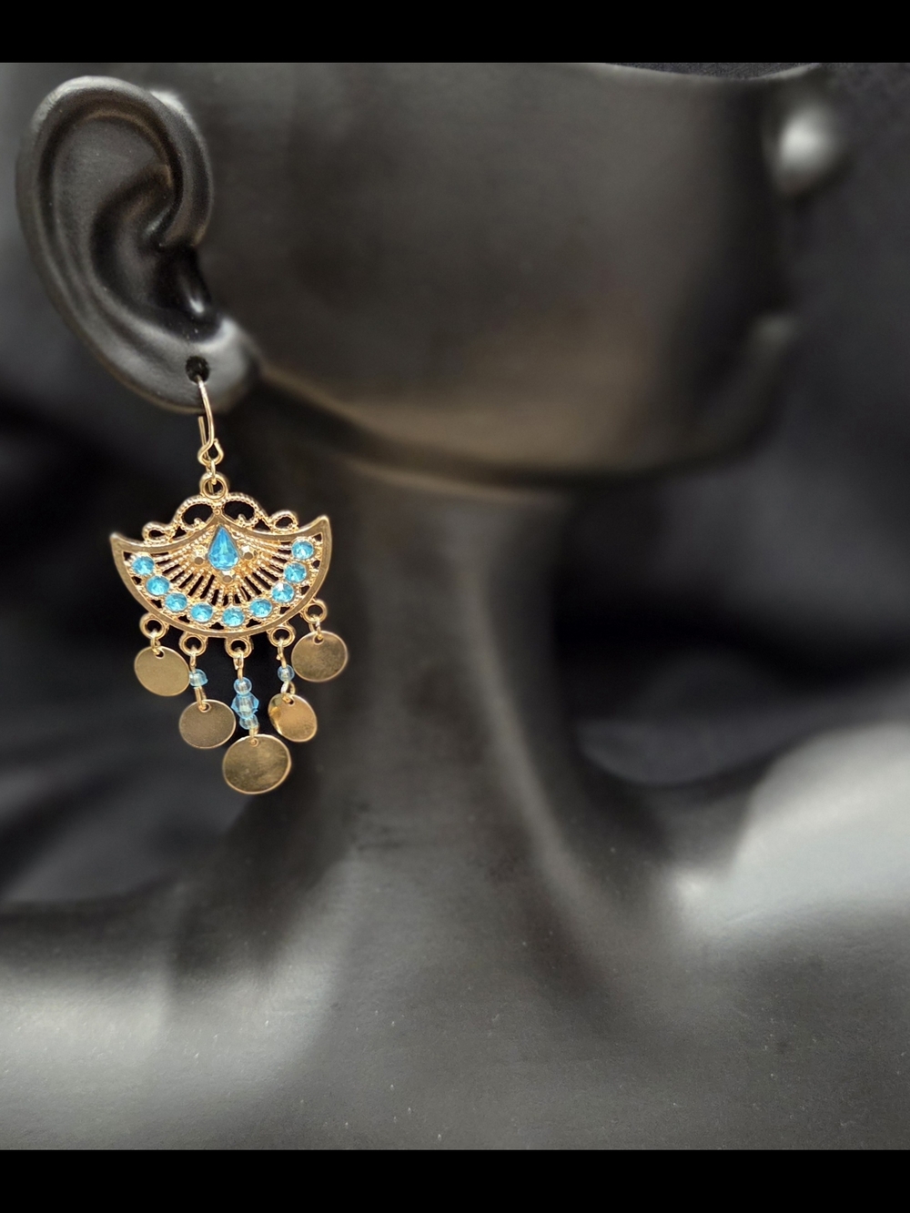 Gold and Turquoise Dangle Boho Earrings